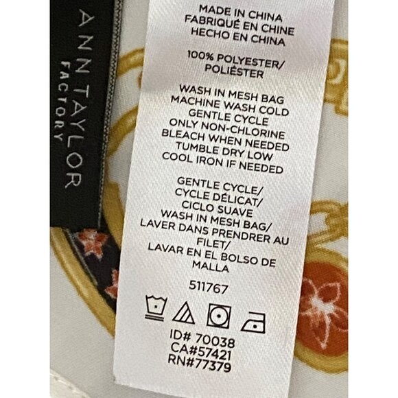 Vintage-Inspired Ann Taylor Chain Print Scarf Black & White With Orange Gold Acc - Picture 7 of 10